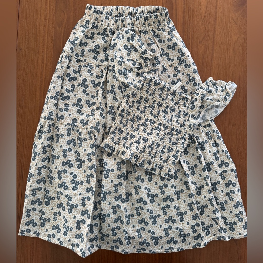Rylee & Cru Smocked Top & Midi Skirt Set